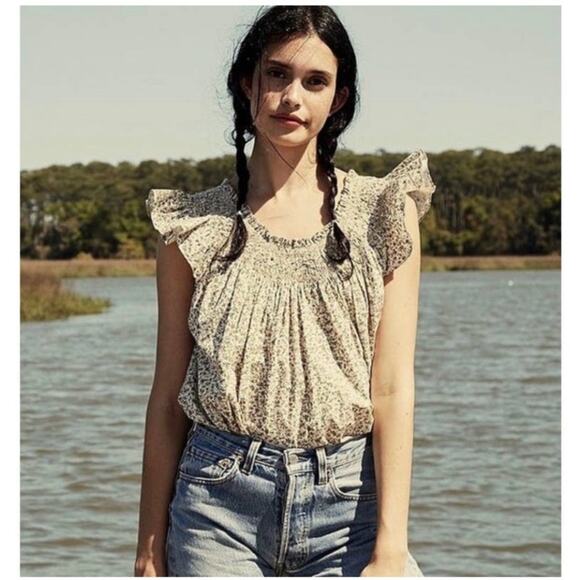 DOEN April Top in Green Summer Nectar Floral Print M - Picture 3 of 11